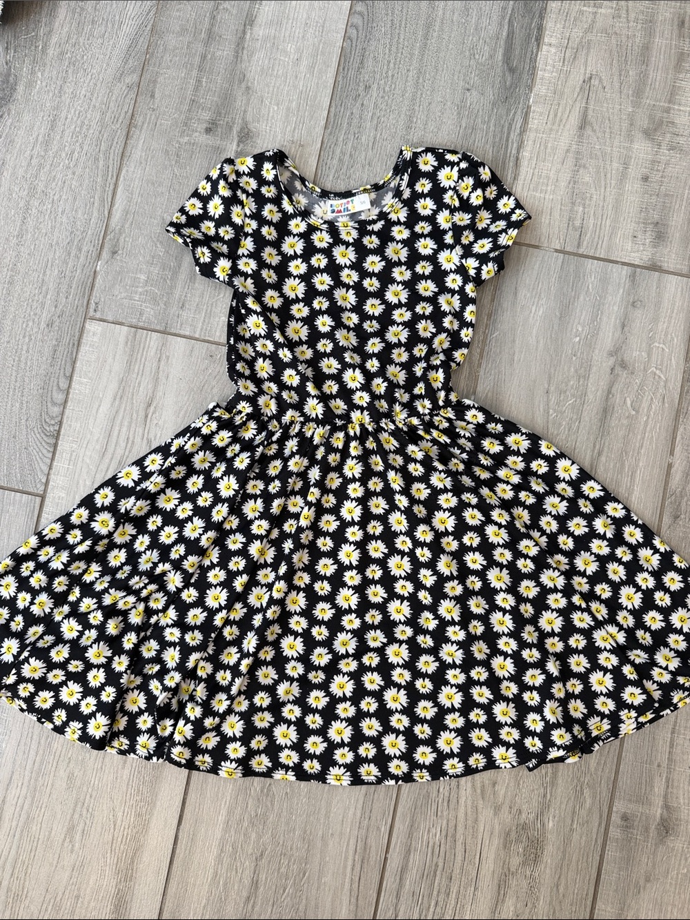 Dot Dot Smile Black Daisy Print Twirl Dress